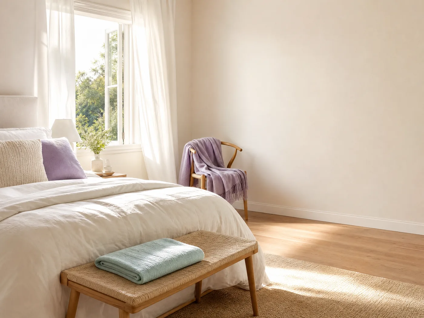 A warm, tidy room in soft natural light